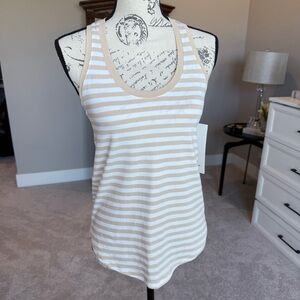 Lululemon Athletica Beige and White Striped Love Tank Top
